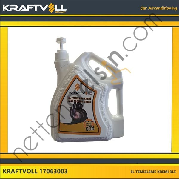 KRAFTVOLL 17063003 EL TEMIZLEME KREMI- GRANUL-YUMUSATICI-PARFUM 3LT. DOZAJ POMPALI BIDON  YAĞ & ANTİFİRİZ BİNEK ! TUM SIVI KATKI