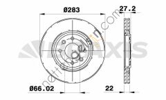 BRAXIS AE0334 ON FREN DISK AYNASI XANTIA 93> XSARA 98> ZX 96 97 P306 GTI / XU10J4RS S16 97> P405 YM 2.0 16  PEUGEOT-CITROEN BİNEK FREN DİSKİ