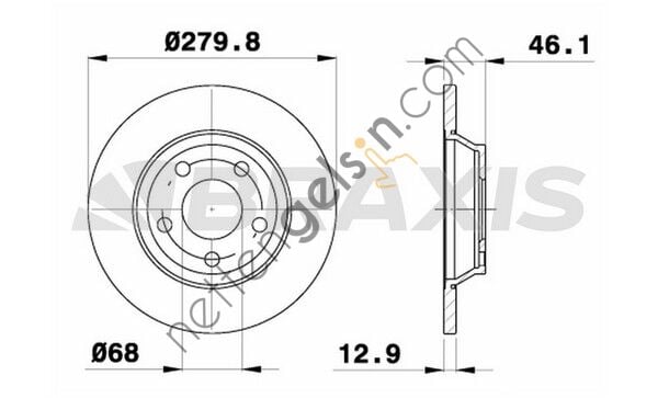 BRAXIS AE0356 ON FREN DISK AYNASI A4 1.6 / 1.9TDI A4 AVANT 1.6 / 1.8 20V / 1.9TDI 95  VW-AUDI-SEAT-SKODA BİNEK FREN DİSKİ