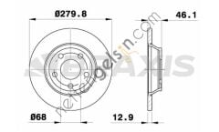 BRAXIS AE0356 ON FREN DISK AYNASI A4 1.6 / 1.9TDI A4 AVANT 1.6 / 1.8 20V / 1.9TDI 95  VW-AUDI-SEAT-SKODA BİNEK FREN DİSKİ