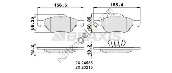 BRAXIS AA0026 ON FREN BALATASI MEGANE II 05 1.5 1.6 16V 1.9 2.0 16V 2.0 16V GRAND SCENIC II III CLIO III 2.0 16V  RENAULT BİNEK FREN BALATASI