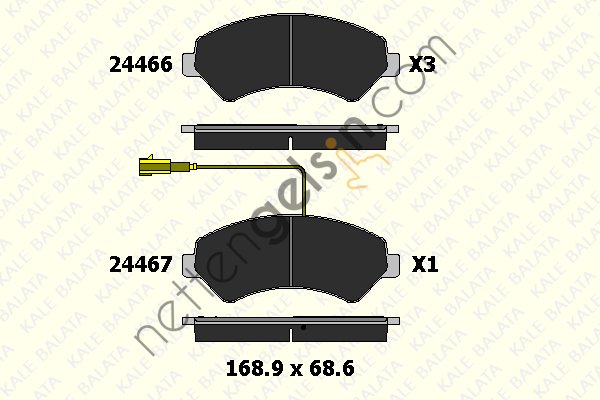 KALE B 24466 190 25 ON FREN BALATASI DUCATO III BOXER III JUMPER III 2,2HDI / 2,2HDI / 3,0HDI 16Q / 20Q 06> KARSAN JEST (TEK FISLI)  FIAT BİNEK FREN BALATASI