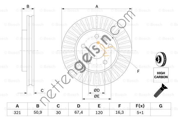 BOSCH 0986479544 ON FREN DISKI HAVALI 17INCH INSIGNIA  OPEL BİNEK FREN DİSKİ