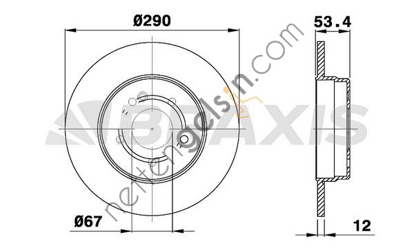 BRAXIS AE0375 FREN DISKI ARKA E-CLASS W210 96>02 S210 97>03  MERCEDES BİNEK FREN DİSKİ