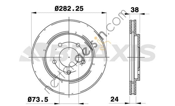 BRAXIS AE0376 ON FREN DISKI CHRYSLER GRAND VOYAGER III VOYAGER IV 95>08  CHRYSLER BİNEK FREN DİSKİ