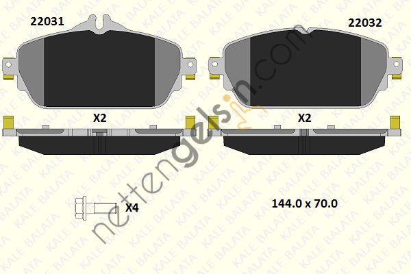 KALE B 22031 193 15 KD11 FREN BALATASI ON W205 14> S205 14> C205 15> A205 16> W213 16> S213 16> A238 17>  MERCEDES BİNEK FREN BALATASI