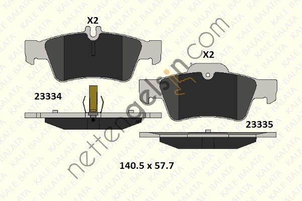 KALE B 23334 165 05 KD11 FREN BALATASI ARKA W203 04>07 S203 04>07 C209 06>09 A209 04>05 C219 04>10 C218 11>17 W211 03>08  MERCEDES BİNEK FREN BALATASI