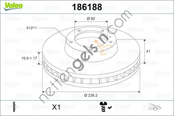 VALEO 186188 ON FREN DISKI ASTRA F 92>98 CORSA B 93>02 ASTRA CLASSIC 99>02  OPEL BİNEK FREN DİSKİ