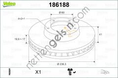 VALEO 186188 ON FREN DISKI ASTRA F 92>98 CORSA B 93>02 ASTRA CLASSIC 99>02  OPEL BİNEK FREN DİSKİ
