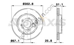 BRAXIS AE0399 FREN DISKI ON ML-CLASS W163 98>05  MERCEDES BİNEK FREN DİSKİ