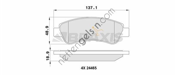 BRAXIS AA0066 ON FREN BALATASI BERLINGO II PARTNER II P1007 C2 C3 II C4 XSARA PICASSO P207 C3 III DS3 C3 PICASSO P301 CELYSEE P208 P2008 C4 CACTUS / (ARKA FREN BALATASI DUCATO III BOXER III JUMPER III 2.2HDI 100 MULTIJET 2.3JTD 120 MULTIJET 3.0JTD 160