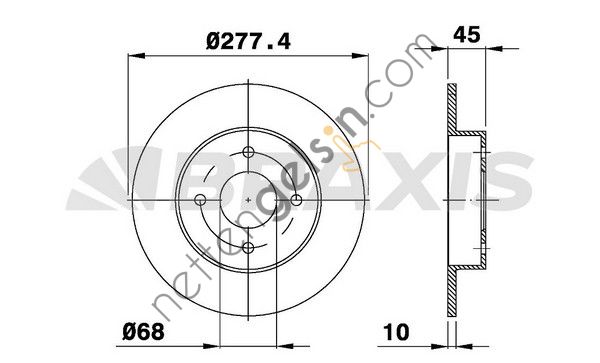BRAXIS AE0420 ARKA FREN DISK AYNASI DUZ NISSAN PRIMERA (P11) 1.6 2.0 96-02 (278X4)  NISSAN BİNEK FREN DİSKİ