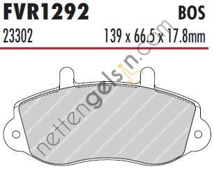 FERODO FVR1292 ON FREN BALATASI MASTER II MOVANO (15"INC)  RENAULT BİNEK FREN BALATASI