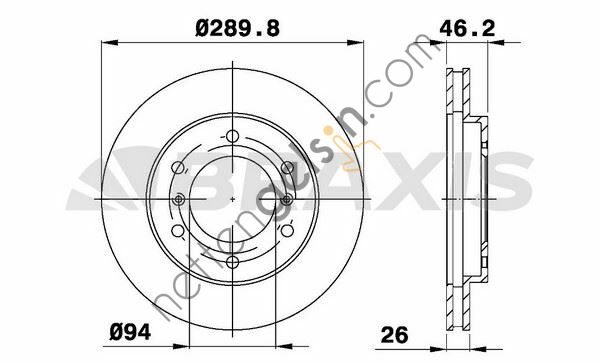 BRAXIS AE0425 ON FREN DISK AYNASI HAVALI PAJERO CLASSIC 2.5 TD 02 3.2 DI D 4WD 05 PAJERO III V60 V70 3.0 / 3.2 DI  MITSUBISHI BİNEK FREN DİSKİ
