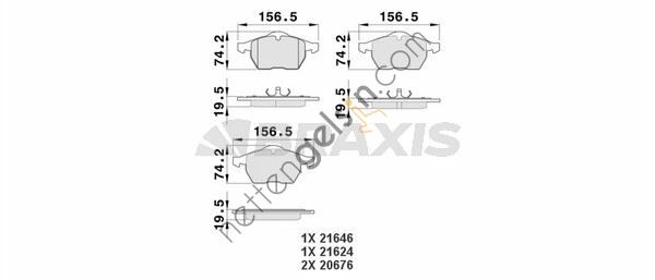 BRAXIS AA0073 ON FREN BALATASI PASSAT A4 1.8 / 1.8T / 2.4 / 2.5 / 2.6 95>01  VW-AUDI-SEAT-SKODA BİNEK FREN BALATASI