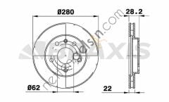 BRAXIS AE0429 ON FREN DISK AYNASI HAVALI GOLF III 2.0GTI 2.8VR6 91>98 PASSAT 1.9TDI 2.8 VENTO 2.0 / 2.0GTI 2.8 96>  VW-AUDI-SEAT-SKODA BİNEK FREN DİSKİ