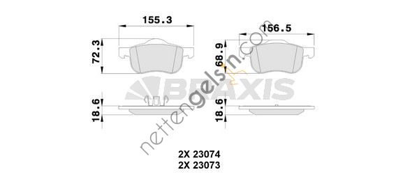 BRAXIS AA0077 ON FREN BALATASI VOLVO S60 01>S80 98 06 V70 I II 97> XC70 00>  VOLVO BİNEK FREN DISK BALATA