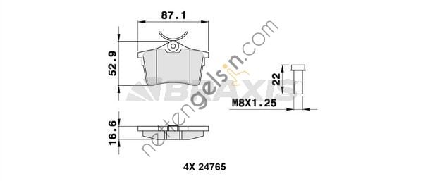 BRAXIS AA0088 ARKA FREN BALATASI P308 SW 1,4 16V/1,6 16V/2,0/1,6HDI/2,0HDI 09/07->PARTNER TEPEE-BERLINGO III 1,6/1  PEUGEOT-CITROEN BİNEK FREN BALATASI