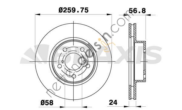 BRAXIS AE0450 FREN AYNASI ON HAVALI SUBARU IMPREZA 4X4 98-10 LEGACY 94-03 (260X5)  SUBARU BİNEK FREN DİSKİ
