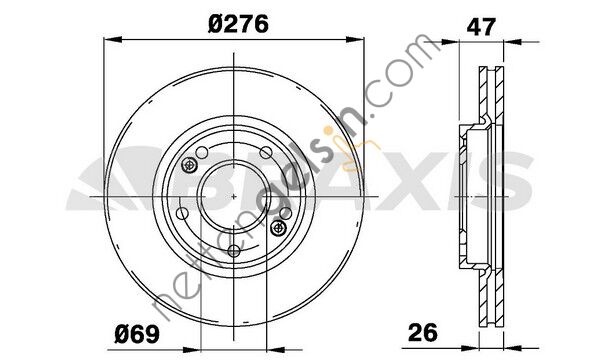 BRAXIS AE0452 ON FREN DISK AYNASI HAVALI HYUNDAI SANTAFE 2.0 01-06 TRAJET 2.0 00-> (276MM)  HYUNDAI BİNEK FREN DİSKİ