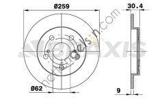 BRAXIS AE0455 ARKA FREN DISK AYNASI DUZ AURIS COROLLA VVT I 1.4 1.6 07>11 259X5  TOYOTA BİNEK FREN DİSKİ