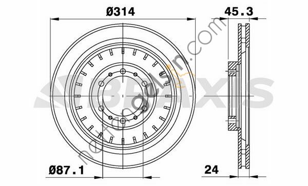 BRAXIS AE0459 ON FREN DISK AYNASI HAVALI PAJERO 1998-> L200 1996-2007 (4WD) K74T (314X6)  MITSUBISHI BİNEK FREN DİSKİ