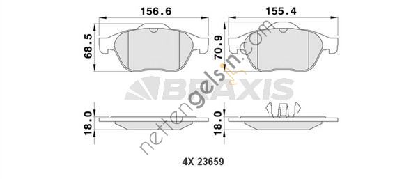 BRAXIS AA0111 ON FREN BALATASI LAGUNA II 1.6 16V 1.8 16V 1.9 3.0 V6 MEGANE II 05 1.6 16V 1.5 2.0 1.9  RENAULT BİNEK FREN BALATASI