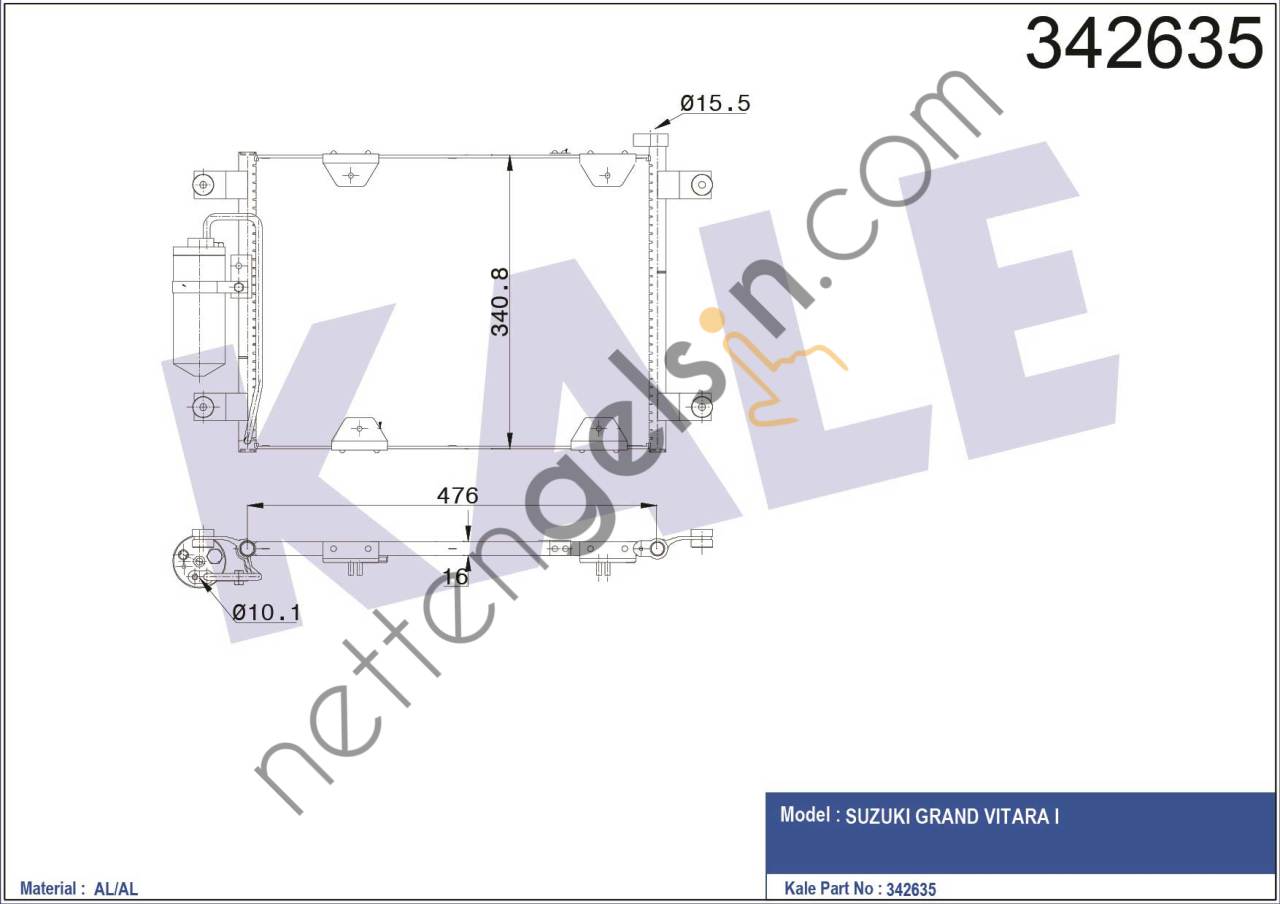 KALE 342635 KLIMA RADYATORU SUZUKI GRAND VITARA 1998 2003  SUZUKI BİNEK KLİMA RADYATÖRÜ