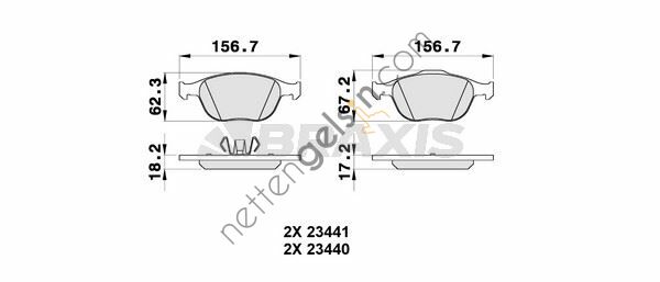 BRAXIS AA0124 ON FREN BALATASI CONNECT 1,8TDCI 02/-> FOCUS 1,8TDCI 98>05  FORD BİNEK FREN BALATASI