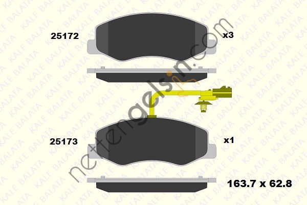 KALE B 25172 180 05 ARKA FREN BALATASI MASTER III MOVANO B 2,3CDTI 05 / 10> (CIFT TEKER) KARSAN JEST  RENAULT BİNEK FREN BALATASI