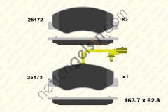 KALE B 25172 180 05 ARKA FREN BALATASI MASTER III MOVANO B 2,3CDTI 05 / 10> (CIFT TEKER) KARSAN JEST  RENAULT BİNEK FREN BALATASI