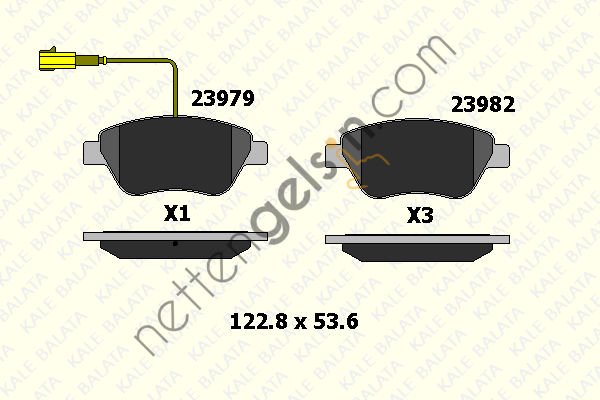 KALE B 23982 178 35 ON FREN BALATASI TEK FISLI LINEA 1,3 STILO BRAVO SIENA PALIO ALBEA 1,2 / 1,4 / 1,6 / 1,9D MULTIJET 10 / 01> DOBLO 1,3D NEMO BIPPER FIORINO  FIAT BİNEK