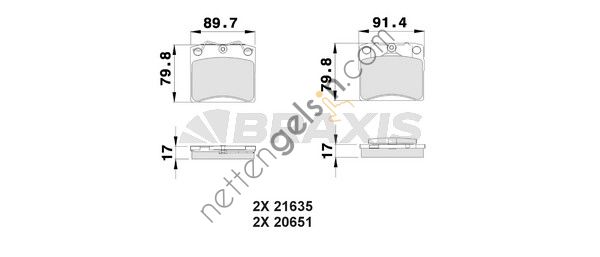 BRAXIS AA0152 ON FREN BALATASI (15"") TRANSPORTER T4 CARAVELLE 90>03  VW-AUDI-SEAT-SKODA BİNEK FREN BALATASI