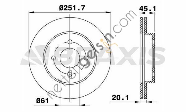 BRAXIS AE0523 ON FREN DISK AYNASI HAVALI ALMERA I 1.4 / 1.4GX / LX / 1.6 / 1.6SLX / 2.0D 95 00 ABSLI  NISSAN BİNEK FREN DİSKİ