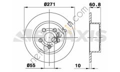 BRAXIS AE0537 ARKA FREN AYNASI DUZ TOYOTA AVENSIS 1.6 1.8 2.0 VVT I 00>03 (271X5)  TOYOTA BİNEK FREN DİSKİ