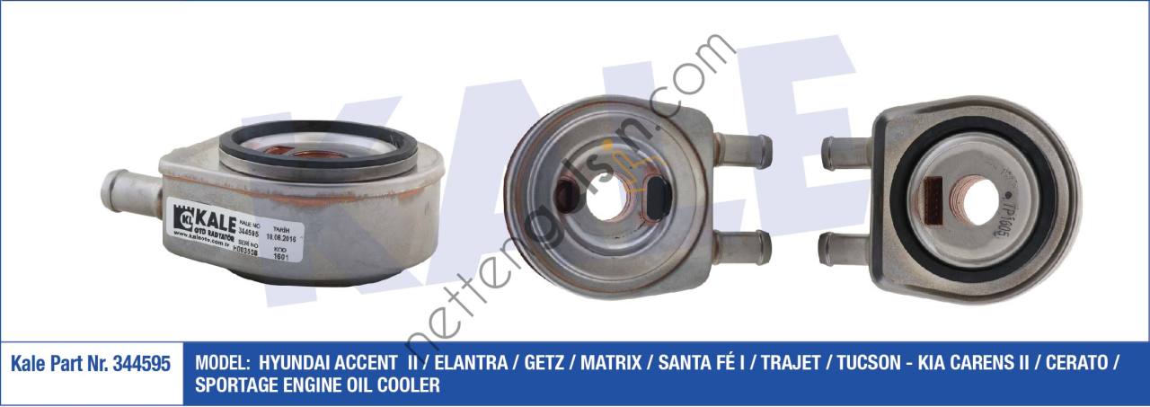 KALE 344595 YAG SOGUTUCU ACCENT 2002 2005 GETZ 2002 2005 1,5 CRDI (3 SILINDIR) TUCSON SPORTAGE 2,0 2004>  HYUNDAI BİNEK MOTOR YAĞ SOĞUTUCU