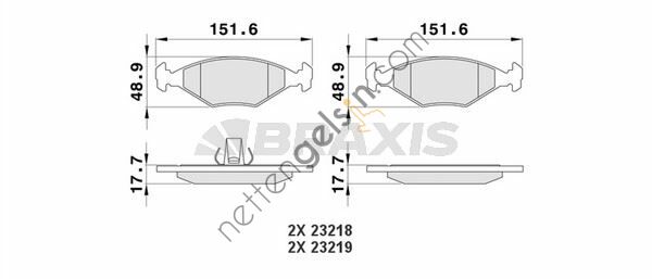 BRAXIS AA0182 ON FREN BALATASI PALIO 178BX 1.2 1.4 1.4 KAT 1.6 16V 4 / 96 08 / 01 SIENA 1.2 1.4 1.4 KAT 4 / 96 08 / 01  FIAT BİNEK FREN BALATASI