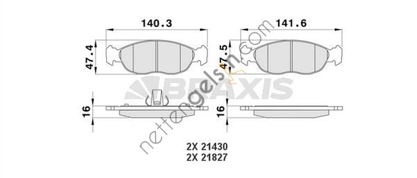 BRAXIS AA0187 ON FREN BALATASI XSARA II-P306 1,6-1,8-1,9 00->> / SAXO-P106 1,4I-1,6I-1,5D-1,6 XSI 99-->> (HAVA SOG  PEUGEOT-CITROEN BİNEK FREN BALATASI