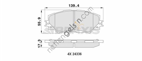 BRAXIS AA0188 ON FREN BALATASI AURIS 2007 - 2012 - COROLLA 2006 - 2012 ( VVT-I BENZINLI )  TOYOTA BİNEK FREN BALATASI