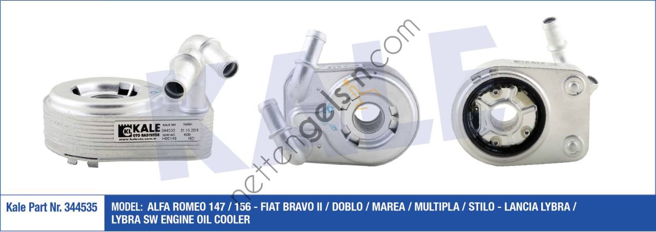 KALE 344535 YAG SOGUTUCU ALFA 147 156 BRAVO II DOBLO MAREA MULTIPLA STILO 1,9JTD  FIAT BİNEK MOTOR YAĞ SOĞUTUCU