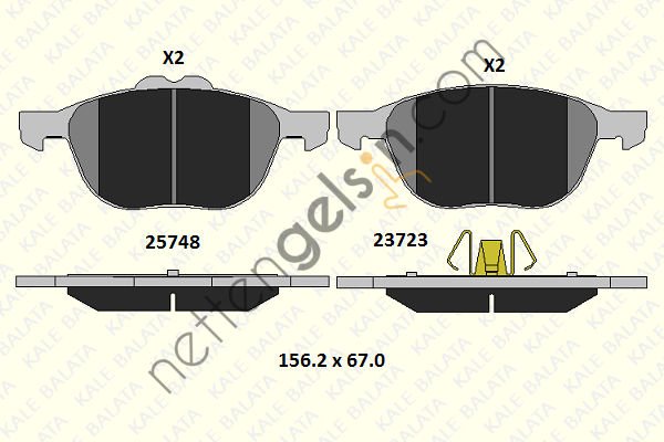 KALE B 25748 182 05 ON FREN BALATASI CONNECT 13 /> 1.5-1.6 TDCI 1.0 ECOBOOST KUGA II 4X2 13 /> 1.5-1.6 ECOBOOST-1.5-2.0 TDCI   FORD BİNEK FREN BALATASI