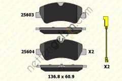KALE B 25603 175 15KD20 ARKA FREN BALATASI TRANSIT CUSTOM V362 V347 V348 2,2TDCI 12 /> (ARKA TEK TEKER) CIFT FISLI  FORD BİNEK FREN BALATASI