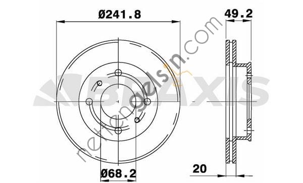 BRAXIS AE0587 ON FREN DISKI AYNASI HAVALI NISSAN PRIMERA P10 90-96 (242X4)  NISSAN BİNEK FREN DİSKİ