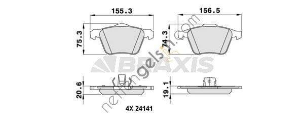 BRAXIS AA0220 ON FREN BALATASI VOLVO XC90 2,5T 02=> D5 02=> T6 02=>D5 V8 05=> D5 09=> 3,2 06=>  VOLVO BİNEK FREN BALATASI