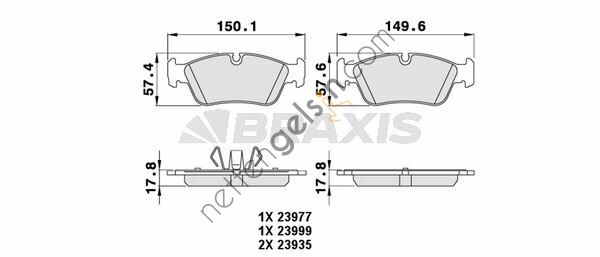 BRAXIS AA0221 ON FREN BALATASI BMW 1 SERISI E87 118I - 120I - 120D 04->  BMW BİNEK FREN BALATASI