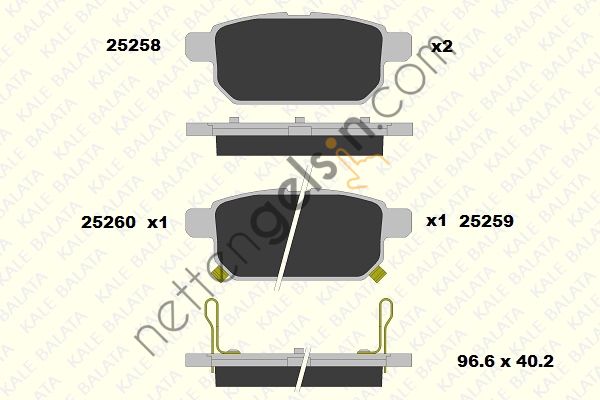 KALE B 25258 143 05 KD13 FREN BALATASI ARKA SWIFT 10> SX4 CROSS 13> VITARA 15>  SUZUKI BİNEK FREN BALATASI