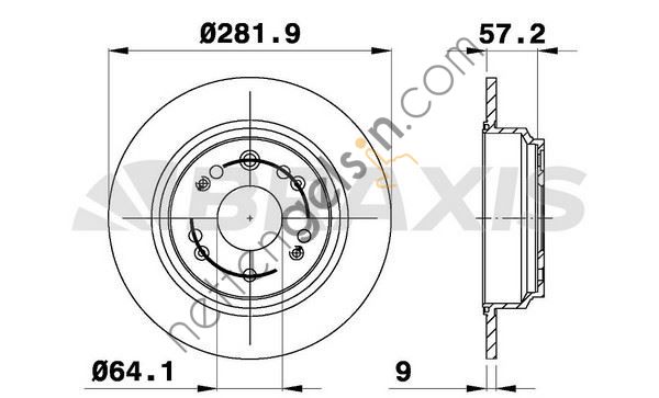 BRAXIS AE0609 ARKA FREN AYNASI HAVALI HONDA ACCORD 2.2 2.4 CTDI 03-08 S2000 00-> (282X5)  HONDA BİNEK FREN DİSKİ