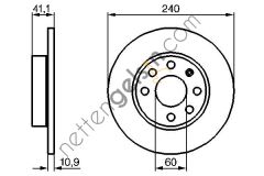 BOSCH 0986479189 ON FREN DISKI (HAVA SOGUTMASIZ) CORSA C Z10XE Z12XE  OPEL BİNEK FREN DİSKİ