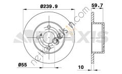 BRAXIS AE0610 ARKA FREN AYNASI HAVALI COROLLA 99-02 (240X4)  TOYOTA BİNEK FREN DİSKİ