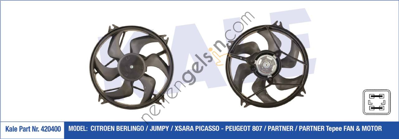 KALE 420400 FAN MOTORU PARTNER II BERLINGO III XSARA PICASSO 1,6HDI KLIMALI) 460W  PEUGEOT-CITROEN BİNEK FAN MOTORU